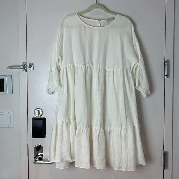 NWOT Mansur Gavriel Oversized Tiered Linen Dress - Picture 5 of 10